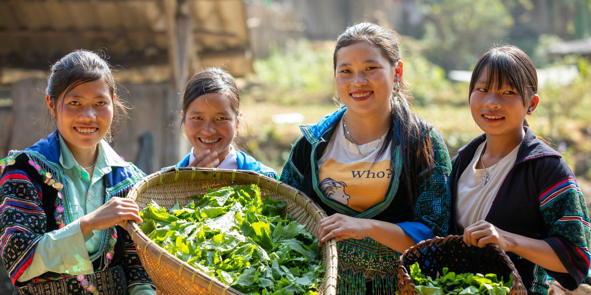 Girls preparing food before cooking