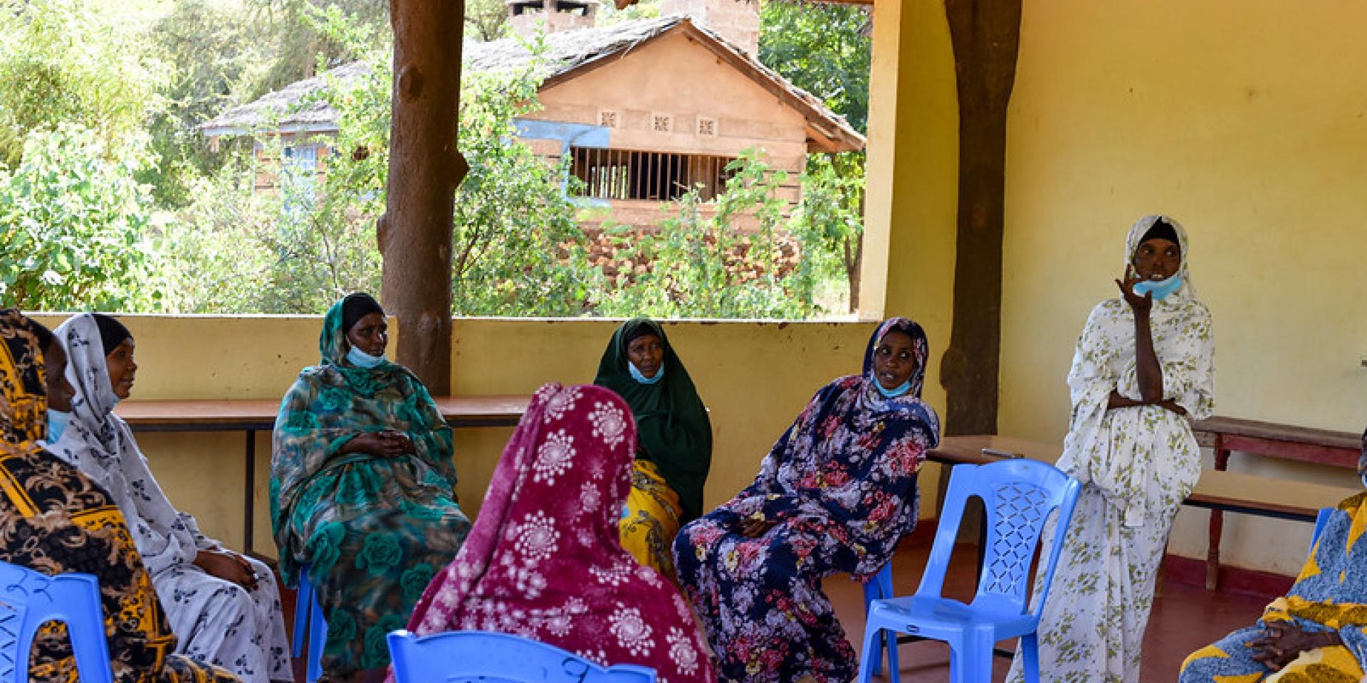 Women's group at Malka Bisanadi Cultural Village during discussions with CIP and WFP staff.     Photo: V. Atakos (CIP-SSA)
