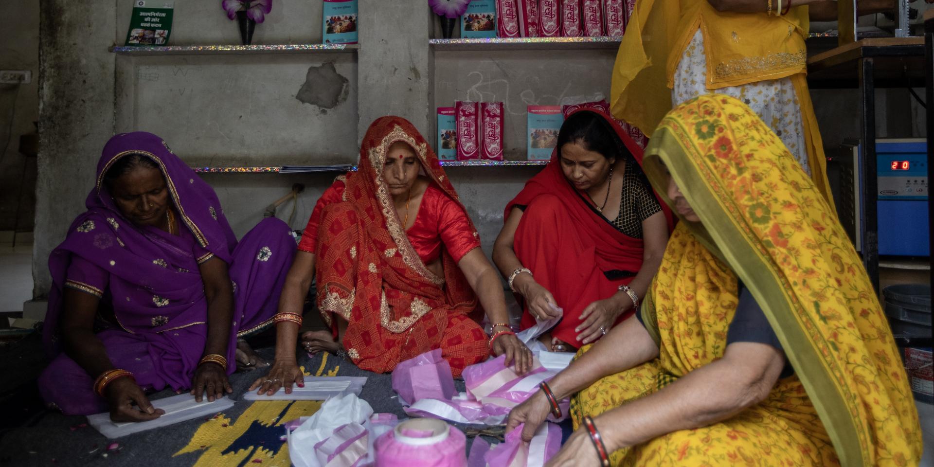 Women making Sanitary Napkins