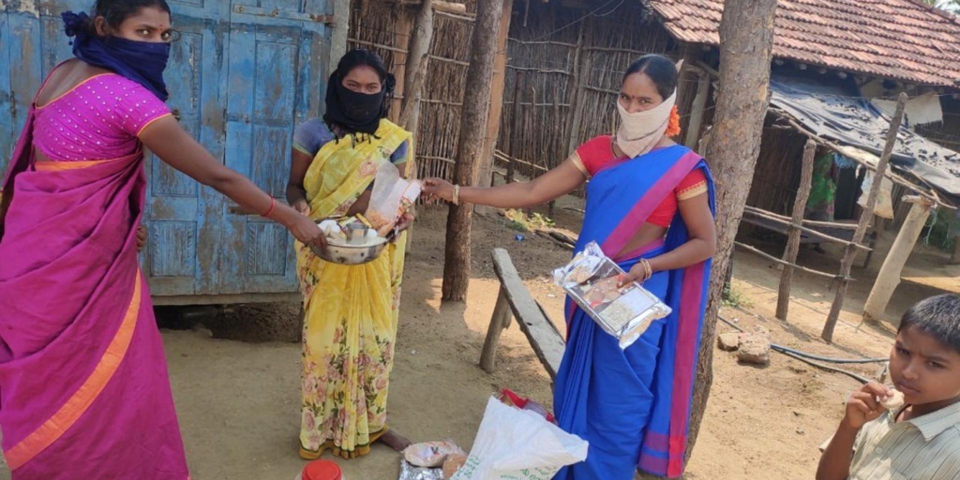 Women exchanging food