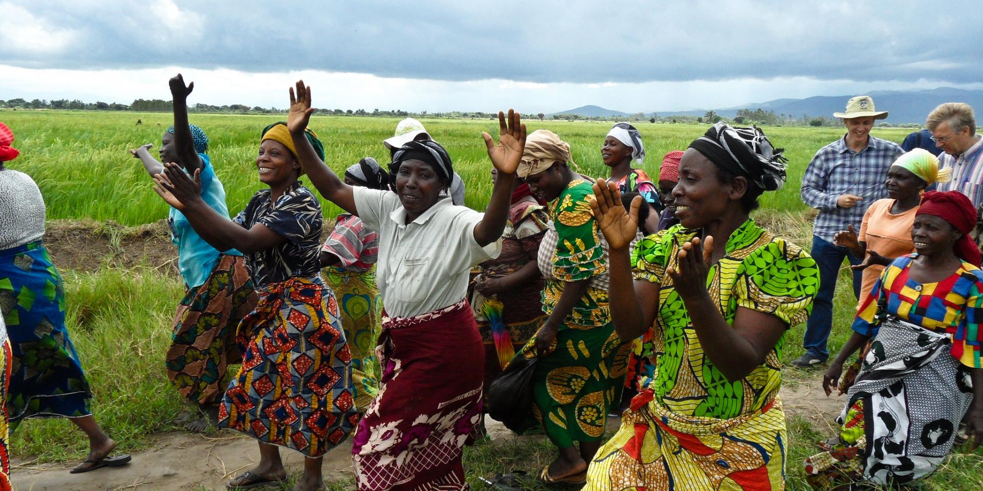Ex-combatant Burundi women farmers who have been  trained as part of an IRRI / CARE program to grow rice