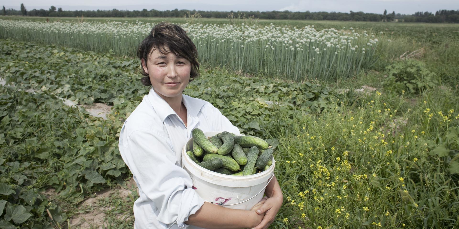 A farmer with harvest