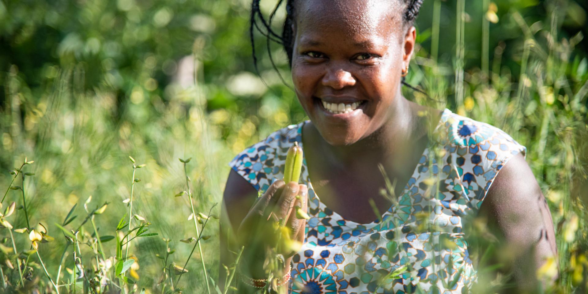 Lillian Aluso at the genebank in Vihiga, Kenya. Photo: Georgina Smith/CIAT.