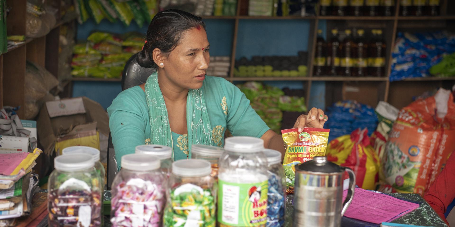 CGIAR System Organization Sita Kumari, farmer, working at a farmers cooperation in Nepal. Photo: C de Bode/CGIAR.