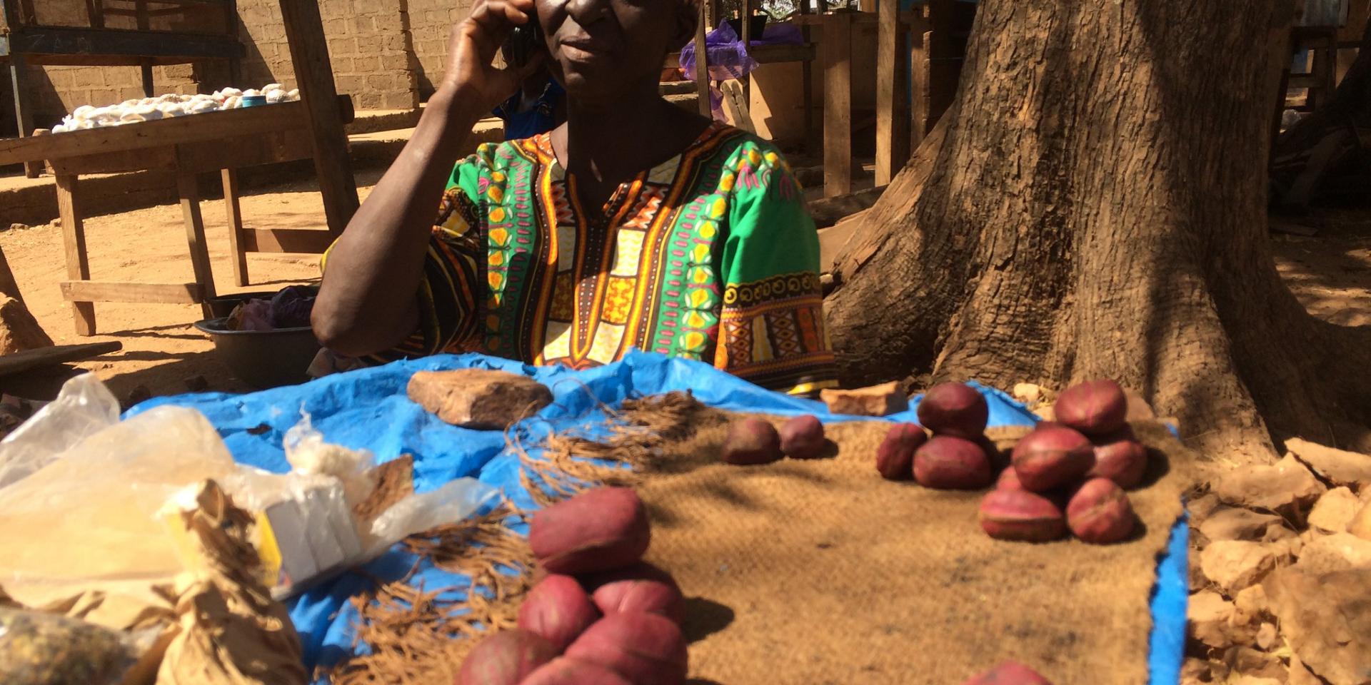 Farmer in Ghana on phone