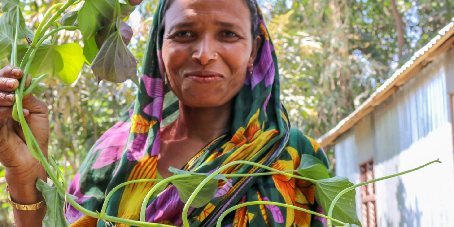 Woman with plants