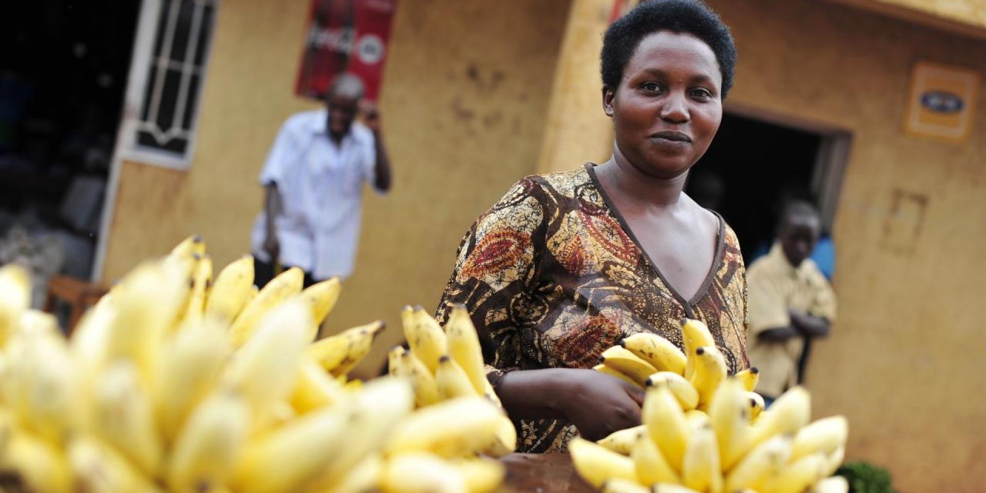 Woman with bananas in Rwanda