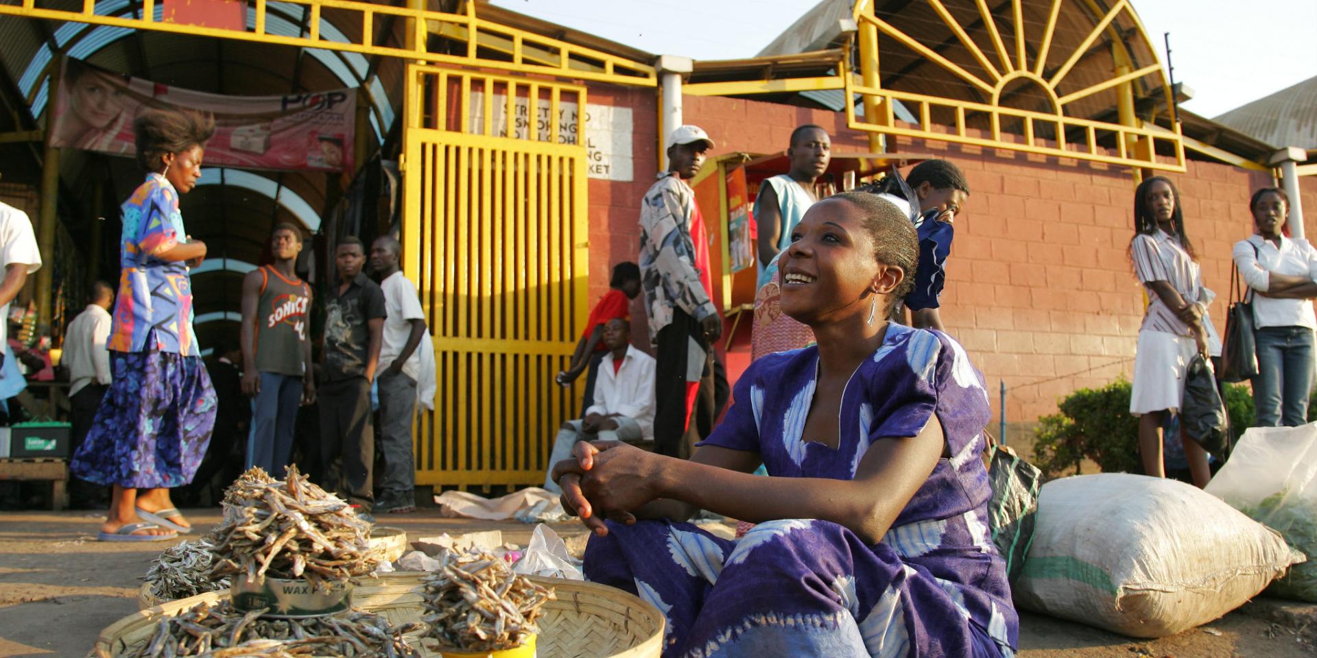 Woman selling fish in market, Zambia. Photo by Stevie Mann, 2007.