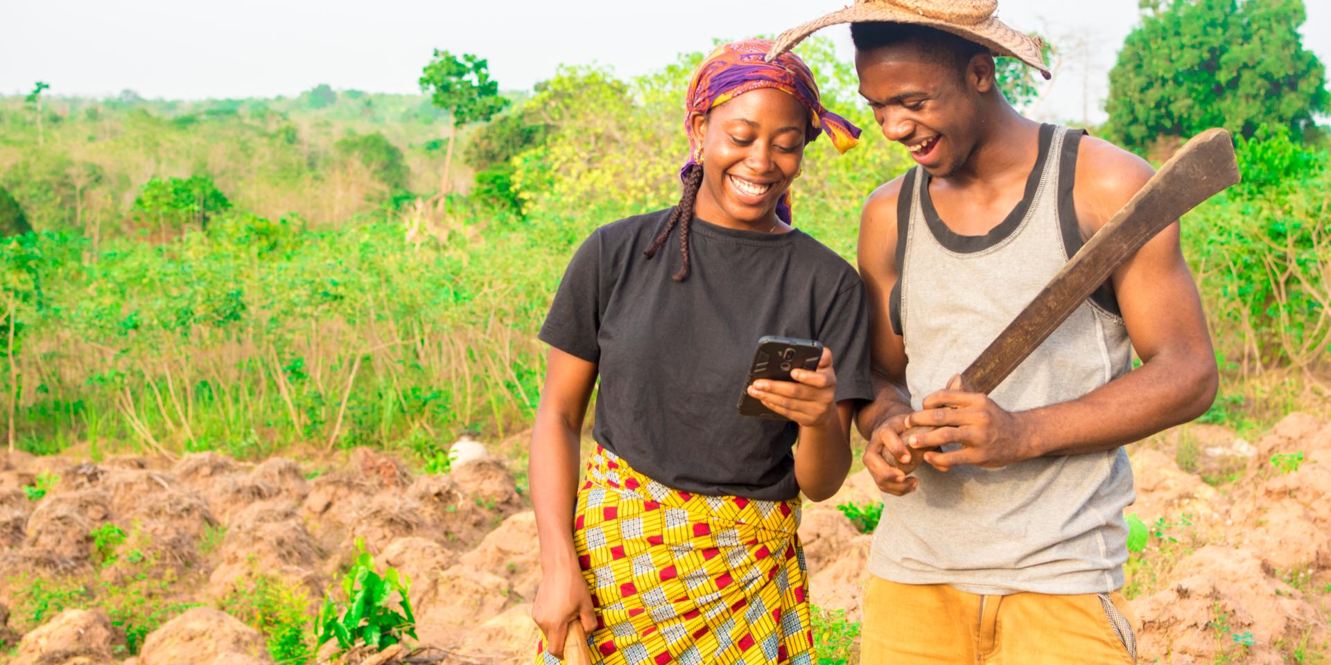Young woman and man in a farm