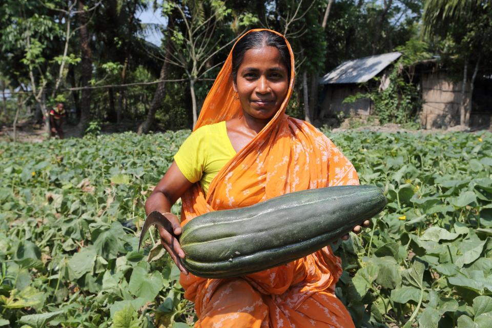 A woman with her muskmelon