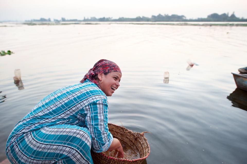 A woman in a river