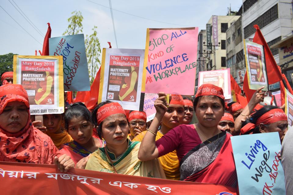 Bangladeshi women at rally demonstrating for their rights.