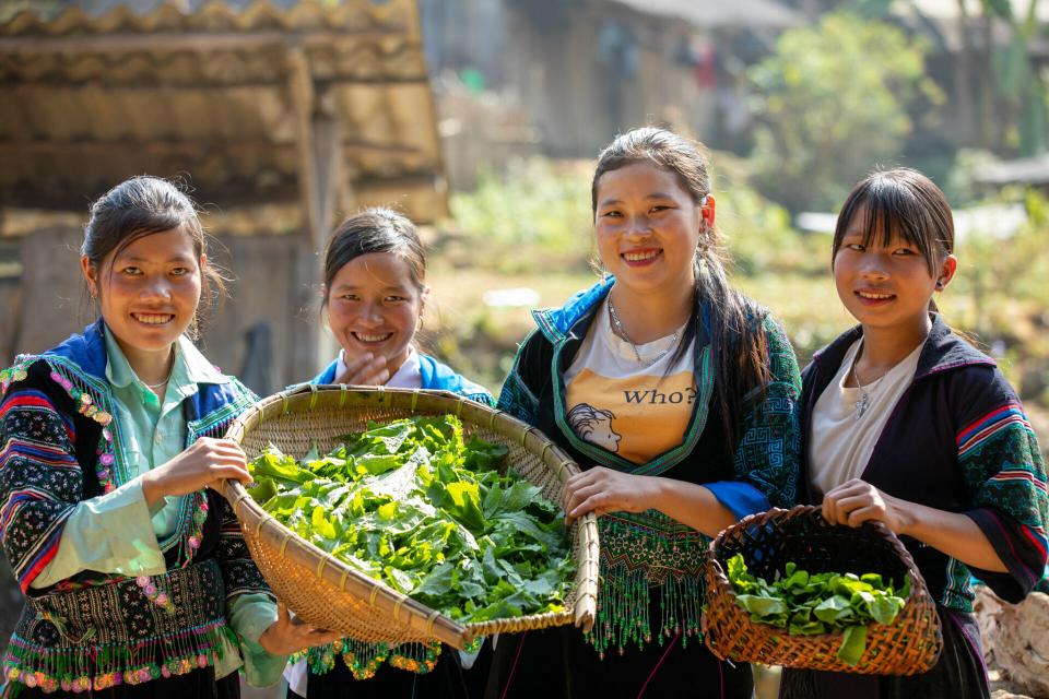 Girls preparing food before cooking