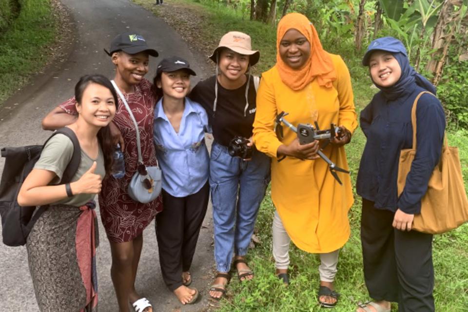 Women using a drone