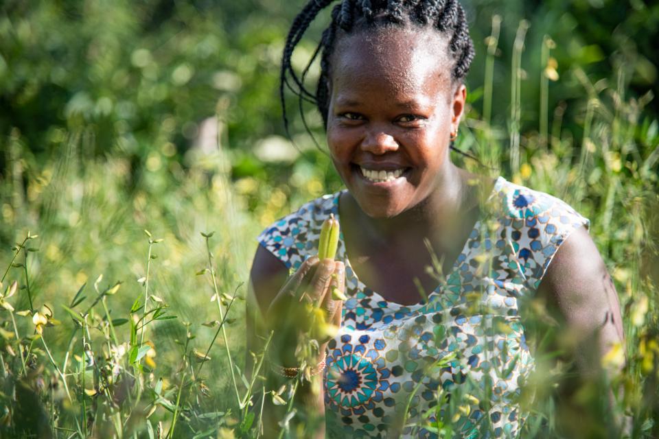 Lillian Aluso at the genebank in Vihiga, Kenya. Photo: Georgina Smith/CIAT.