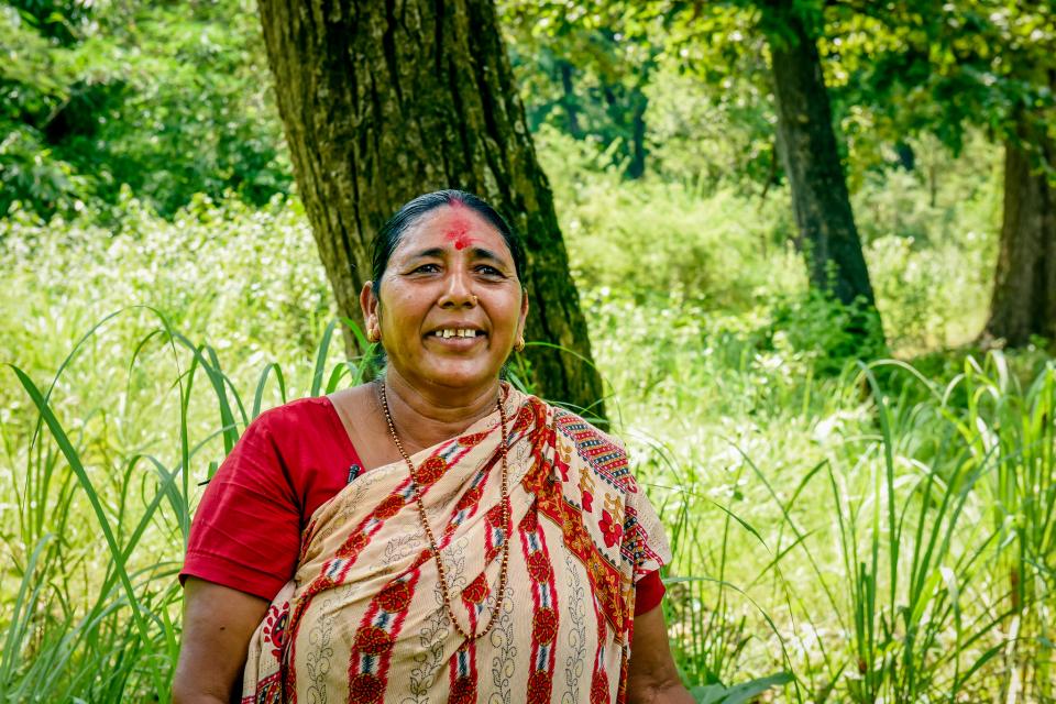 The leader of the women's lemongrass harvesting group at the Chisapani Community Forest User Group