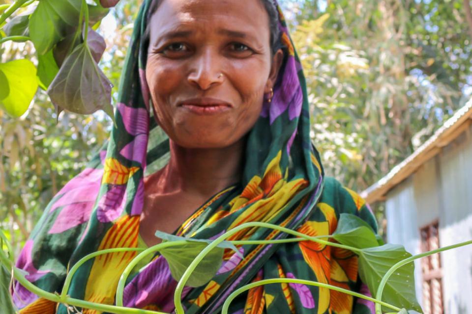 Woman with plants