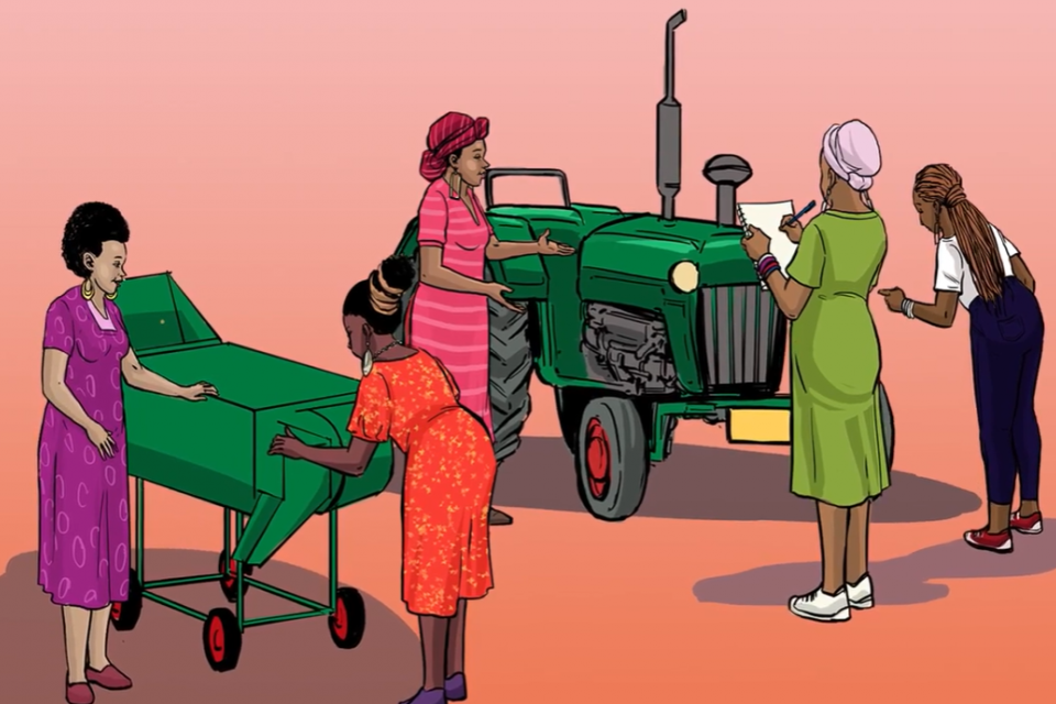 Women with farm machinery