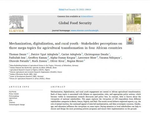 takeholder perceptions on three mega-topics for agricultural transformation in four African countries