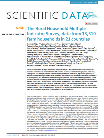 The Rural Household Multiple Indicator Survey, data from 13,310 farm households in 21 countries