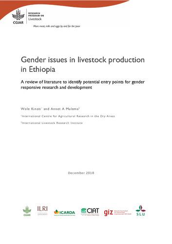 Gender issues in livestock production in Ethiopia: A review of literature to identify potential entry points for gender responsive research and development