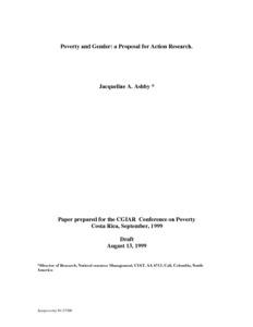 Poverty and gender: a proposal for action research