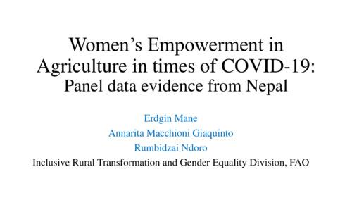 Women’s Empowerment in Agriculture in times of COVID-19: Panel data evidence from Nepal