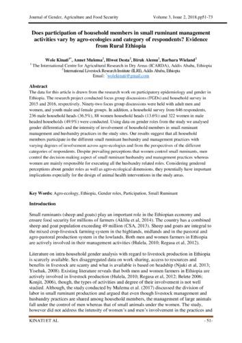 Does participation of household members in small ruminant management activities vary by agro-ecologies and category of respondents? Evidence from Rural Ethiopia