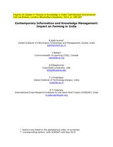 Contemporary Information and Knowledge Management: Impact on Farming in India