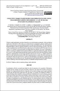 Collective market participation for improved income among smallholder farming households: a case of Balaka Innovation Platform in Malawi