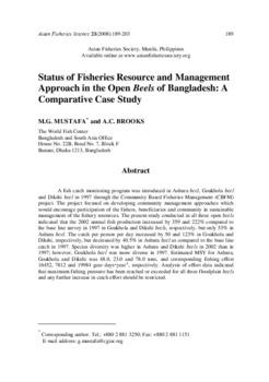 Status of fisheries resource and management approach in the open beels of Bangladesh: a comparative case study