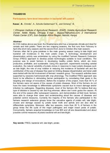 Participatory farm-level innovation in bacterial wilt control.