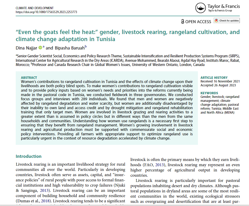 Even the goats feel the heat:” gender, livestock rearing, rangeland cultivation, and climate change adaptation in Tunisia