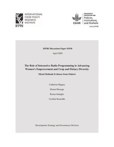 The role of interactive radio programming in advancing women’s empowerment and crop and dietary diversity: Mixed methods evidence from Malawi