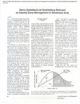 Some definitions of overfishing relevant to coastal zone management in Southeast Asia