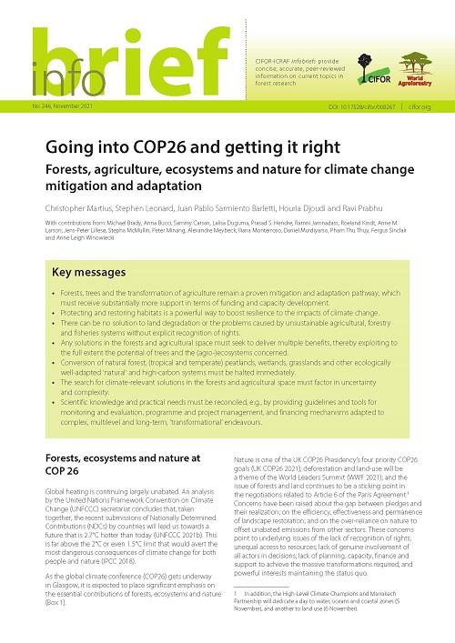 Going into COP26 and getting it right: Forests, agriculture, ecosystems and nature for climate change mitigation and adaptation