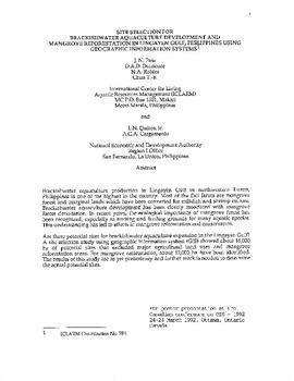 Site selection for brackishwater aquaculture development and mangrove reforestation in Lingayen Gulf, Philippines using geographic information system