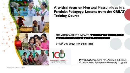 A critical focus on men and masculinities in a feminist pedagogy: Lessons from the GREAT training course