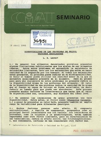 Digestibilidad de las proteinas de frijol factores reguladores