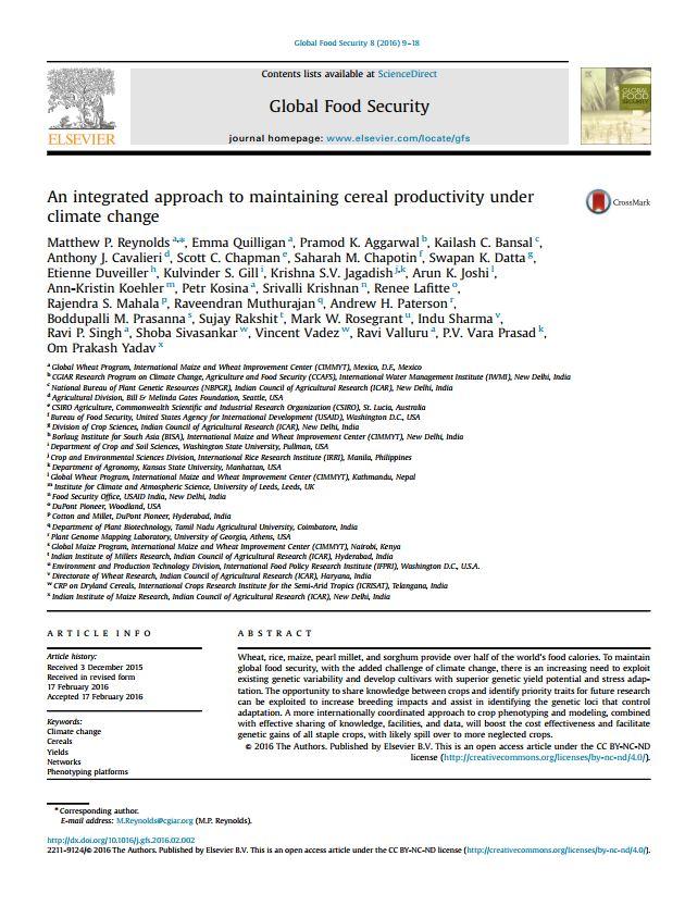 An integrated approach to maintaining cereal productivity under climate change