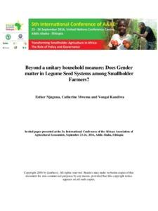 Beyond a unitary household measure: Does Gender matter in Legume Seed Systems among Smallholder Farmers?