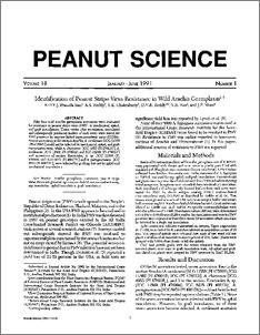 Identification of peanut stripe virus resistance in wild arachis germplasm