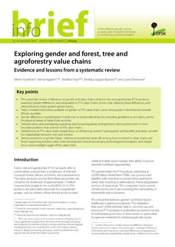 Exploring gender and forest, tree and agroforestry value chains: Evidence and lessons from a systematic review