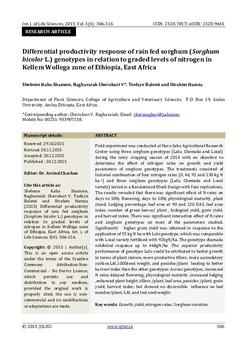 Differential productivity response of rain fed sorghum (Sorghum bicolor L.) genotypes in relation to graded levels of nitrogen in Kellem Wollega zone of Ethiopia, East Africa