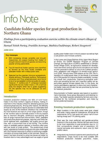 Candidate fodder species for goat production in Northern Ghana