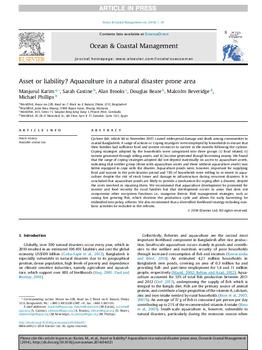 Asset or liability? Aquaculture in a natural disaster prone area