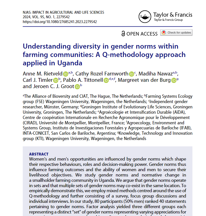 Understanding diversity in gender norms within farming communities: A Q-methodology approach applied in Uganda