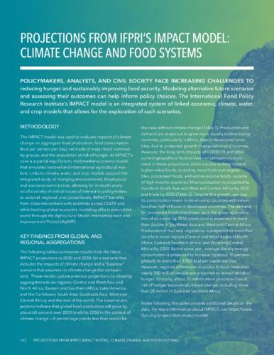 Projections from IFPRI's IMPACT model: Climate change and food systems