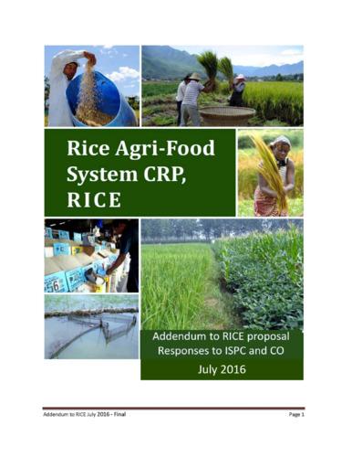 Rice Agri-food Systems: Full Proposal 2017-2022 Addenda