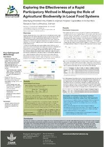 Exploring the effectiveness of a rapid participatory method in mapping the role of agricultural biodiversity in local food systems to identify potential entry points to improve peoples' capabilities to be nutrition secure
